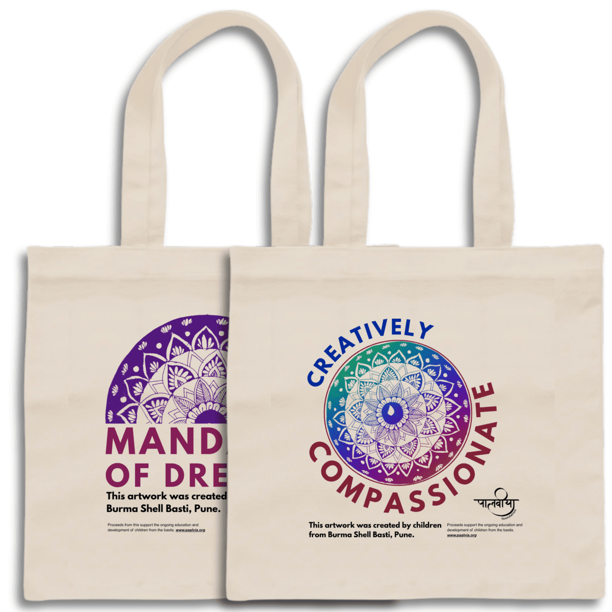 Cotton Tote Bag - 2 Mandala Designs